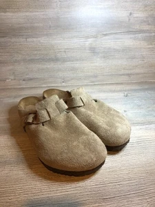Birkenstock Boston Taupe Suede Leather Soft Footbed Clog Unisex 45 US Men's 12 - Picture 1 of 6