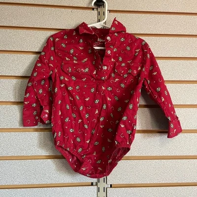 Wrangler Western ковбой деньги шляпы подковы красный длинным рукавом боди 24 месяца - Изображение 1 из 4