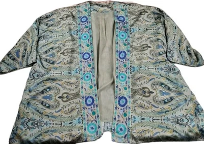 Soft Surroundings Kimono Duster Topper Blue Boho Cottagecore Paisley One Size - Image 1 of 4