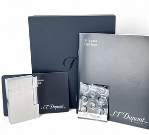 S.T. Encendedor de gas Dupont Gatsby Hairline plateado con caja y encendido de pedernal confirmado - Imagen 1 de 8