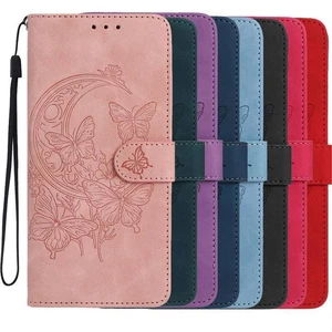Butterfly Moon Leather Wallet Phone Case For Samsung A17 A07 A16 A15 A54 A26 A06 - Picture 1 of 18