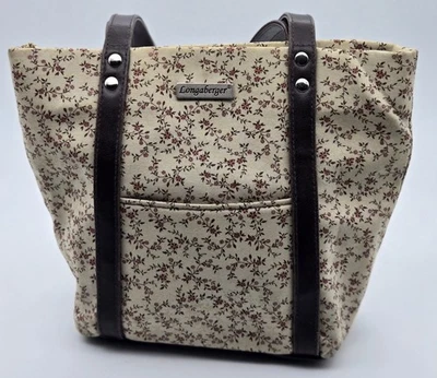 Longaberger Floral Cartera Bolso de Mano Bolso de Mano 11x9x8 Beige Rojo Patrón Bolso de Lona Foto 1 de 4