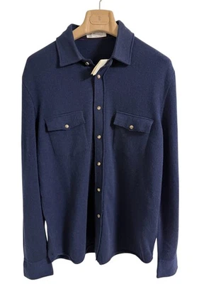Brunello Cucinelli NWT Navy Blue Wool-Cashmere Western Overshirt Jacket 52IT (L) - Image 1 of 4