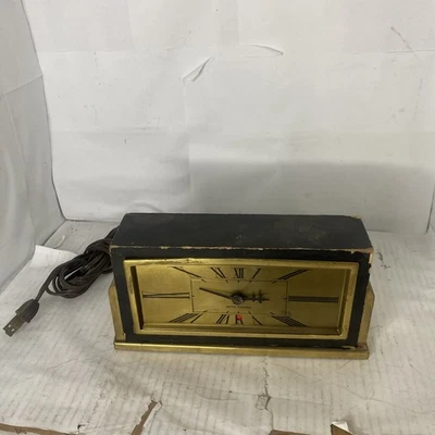 Vintage Seth Thomas Wood Desk Clock Rectangular Electric For Parts & Repair Only - Image 1 of 4