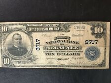 1902 $10 Plain Back FNB of NEGAUNEE MICHIGAN Fine Note!