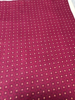 Vintage Cranston Print Works Burgundy & Gold Geometric Cotton Fabric 13" x 42" Q - Image 1 of 4