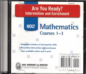 HOLT MATH: CURSOS DE MATEMÁTICAS 1-3 - ¿ESTÁS LISTO? ON CD - ¡NUEVO! - Imagen 1 de 1