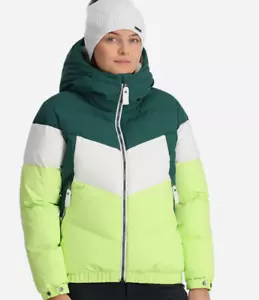 Spyder Eastwood Down Jacket 700 Fill Lime Ice Green Waterproof Womens L - Picture 1 of 11