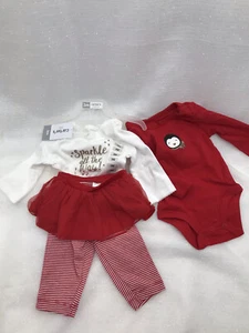 Carter's Girls 3 Piece Tutu Pants Set, Sparkle all the Way! Sz 3M Christmas NEW - Picture 1 of 7