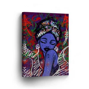 Colorful Modern Art of African Woman CANVAS PRINT Wall Art Home Decor - Picture 1 of 9