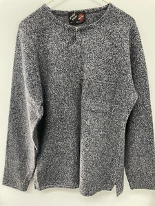 Vintage Robert Bruce Grubb Stuff Wollpullover Herren Large blau Henley USA L 0924 - Bild 1 von 7