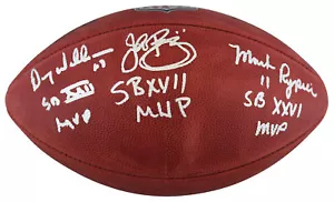WFT SB MVPs Williams, Rypien & Riggins Signed Official Duke Nfl Football BAS Wit - Picture 1 of 3