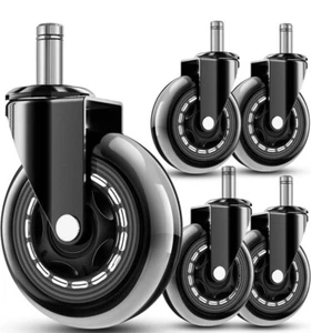 Furniture Casters Wheels Uniq 3"x7/8" Swivel Grip Ring Stem Rubber Caster Wheel - Picture 1 of 7