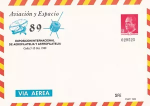 España 1989 Papelería Postal Edifil 14 Exposición Filatélica Aviación y Espacio - Imagen 1 de 1