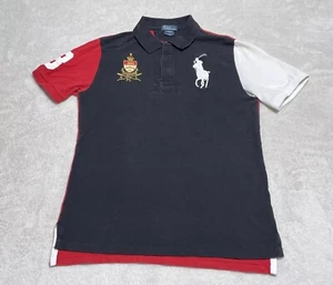 Polo Ralph Lauren Shirt Boys Large Black Short Sleeve Crest White Pony Logo VTG - Picture 1 of 8