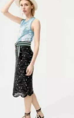 Falda lápiz de encaje austriaco negra estilo dobladillo festoneado J Crew Collection F2666 Foto 1 de 4