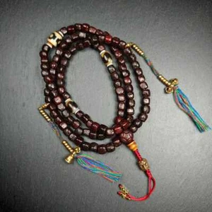 Authentische tibetische Mala Halskette, alt 108 Rudraksha Gebetsperlen für Meditation - Bild 1 von 10
