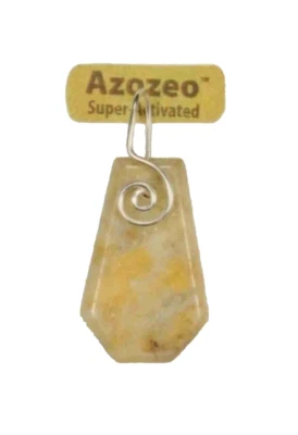 Colgante envuelto en alambre en espiral AZOZEO™ miel y crema Azeztulite™ 1,1"/29 mm #705 Foto 1 de 4