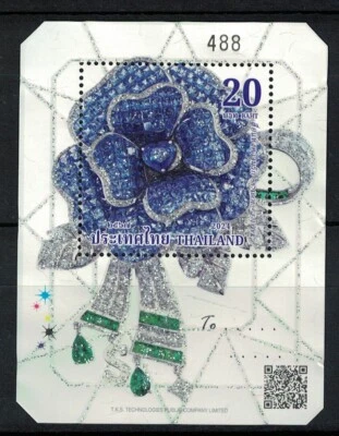 THAILAND 2024 SYMBOL OF LOVE  (EMBOSSED FLOWER) SOUVENIR SHEET OF 1 STAMP MINT - Image 1 of 3