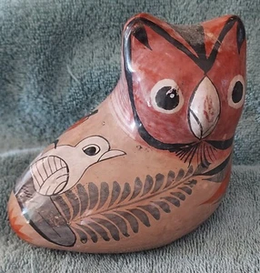 Figura de colección de arte popular mexicano Tonala cerámica búho pájaro - Imagen 1 de 6