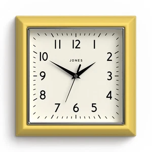 Jones® - Mustard Wall Clock - Square Yellow - Arabic Dial - Office Lounge - Picture 1 of 7