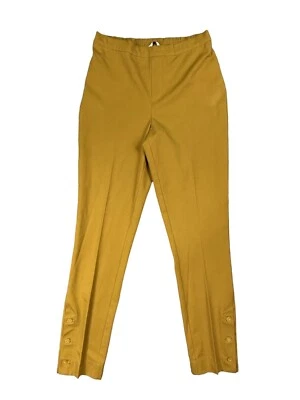 Pantalones al tobillo elásticos 24/7 "tal cual" Isaac Mizrahi para mujer mostaza con detalle de botón 8T Foto 1 de 4