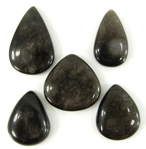 73.90 Ct Natural Silver Obsidian Loose 22-27 mm Gemstone Cabochon 5 Pcs Lot-2353 - Bild 1 von 2
