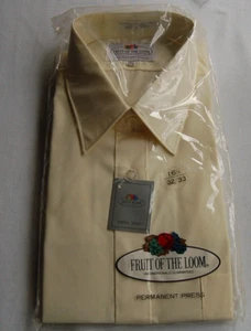 Fruit of the Loom Perma Press Men's Long sleeve Shirt 16.5 (32/33) -Cream/Yellow - Picture 1 of 5