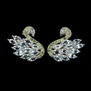 Sommer 925 Silber Ohrringe Marquise Topas 5x2.5mm Natürlicher Edelstein Schmuck - Bild 1 von 13