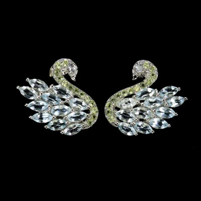 Sommer 925 Silber Ohrringe Marquise Topas 5x2.5mm Natürlicher Edelstein Schmuck - Bild 1 von 4