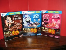 BOO BERRY FRANkEN BERRY COUNT CHOCULA - Lot of 3 UNOPENED Cereal Boxes  2019