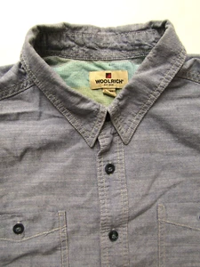 Woolrich men's denim style shirt XL mid blue short sleeve LSHTA218 - Picture 1 of 5