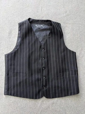 Tessori Vest Mens Size 18 Black Formal Made In Italy - Image 1 of 4
