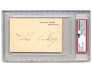 President Calvin Coolidge Signed White House Card PSA Auto - Picture 1 of 2