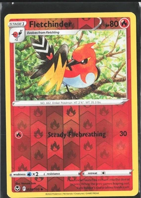 Fletchinder 028/195 Swsh12: Sword & Shield - Silver Tempest Reverse Holo - Image 1 of 2