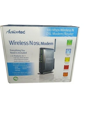 Actiontec GT784WN-01 Wireless N DSL Modem Router 300 Mbps WiFi 4 Ethernet Ports - Image 1 of 4