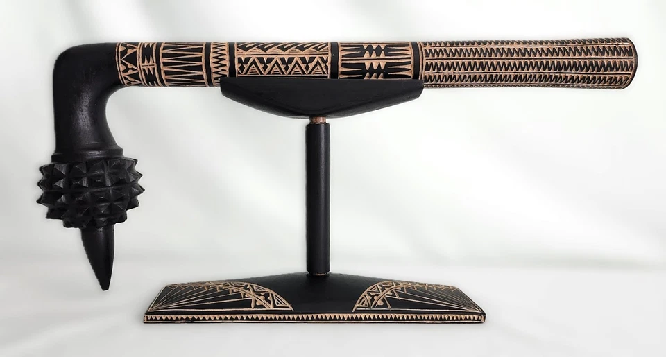 Fijian Totokia Warrior Club with Display Stand - Image 1 of 1