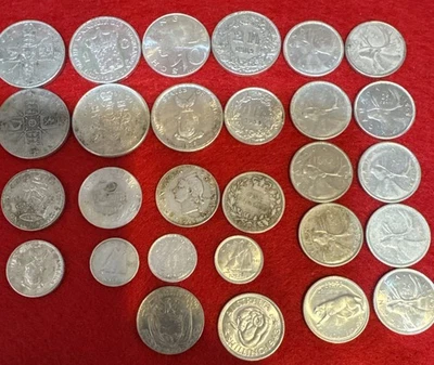 28 Monedas de PLATA Extranjeras Mundiales Variedad Mixta Grupo ¡Lote! Bonita colección! 6,361 oz Foto 1 de 4