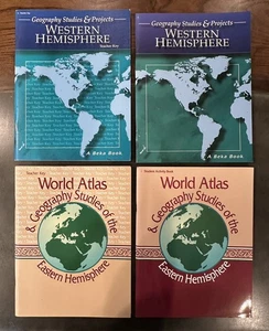 A Beka Geography Studies & Projects + World Atlas Eastern & Western Hemisphere - Picture 1 of 7