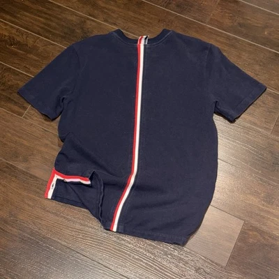 Camiseta de piqué de algodón Thom Browne para hombre talla 1 (pequeña) azul marino hecha en Japón Foto 1 de 4