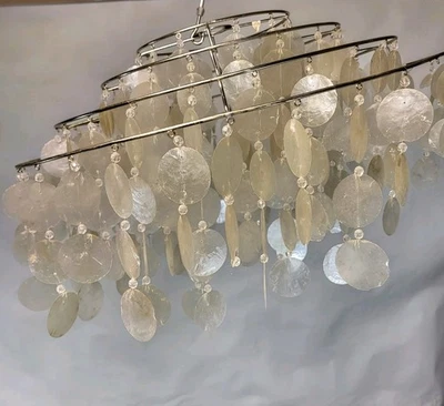 Large Vintage Sea Shell Lampshade 4 Tier Capiz Shell Decorative Lampshade UK - Image 1 of 4