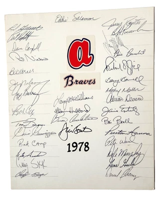1978 Atlanta Braves Team Signed 34 poster-Phil Niekro, Bob Cox, Dale Murphy - Image 1 of 4