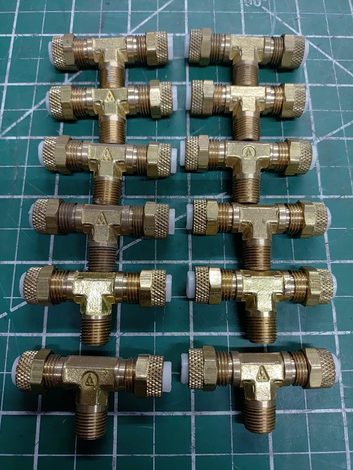 (12) 172P-5-2 Polytube Brass Branch Tee 5/16" Compression to Male 1/8 NPT - Image 1 of 1