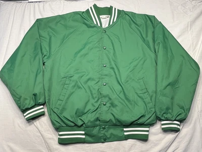 Vintage Hartwell Jacket Mens XL Green Varsity Bomber Snap Fleece Lined Made USA - Image 1 of 4