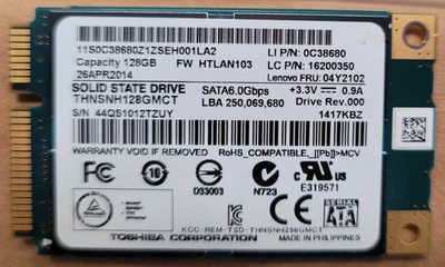 Toshiba THNSNH128GMCT Internal SSD mSATA 128 GB TESTED & WIPED - Image 1 of 4
