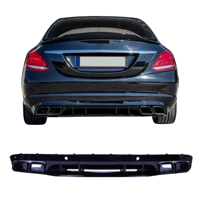 Diffuseur pour Mercedes classe C W205 sans ligne AMG avec pièces d'échappents - Photo 1/4