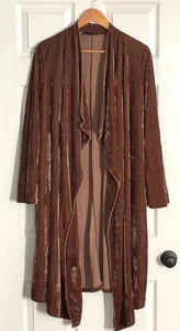 SUZANNE BETRO Women's Velour Open Front Brown Lagenlook Boho Duster Sz XL - Picture 1 of 8