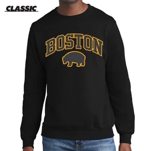 Boston Hockey Gold Block gewölbtes schwarzes klassisches Sweatshirt mit Rundhalsausschnitt - Bruins NHL - Bild 1 von 3