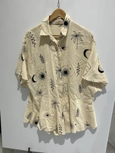 Billy J womens playsuit romper size L short sleeve cotton  Stars Moon Gypsy Boho - Picture 1 of 14