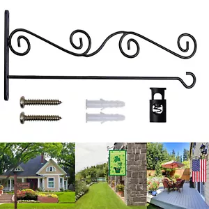 US Wall Mounted Garden Flag Holder Flag Stand Scroll Hanger for Wall Porch - Picture 1 of 9